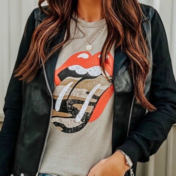 Mouth Lips Camo Print Tongue Tee Shirt Graphic - Picture 2 of 2
